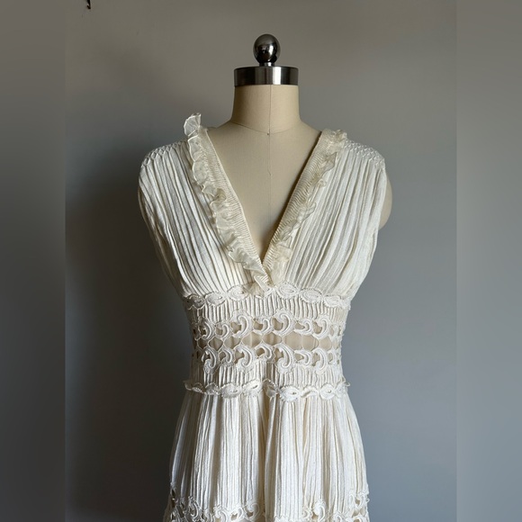 Chloe Boho Ivory Lace Sheer Dress 2010 Cruise Collection Vintage Midi - Picture 6 of 13